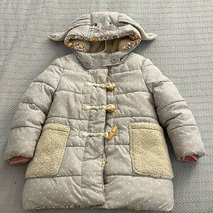 Mini Boden girl winter coat. Great for cold weather. Cute bunny hood.